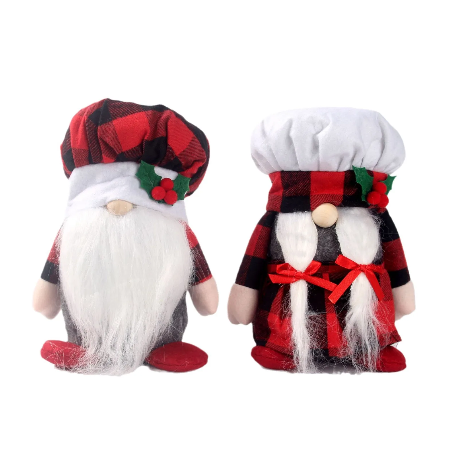 Рождественские украшения куклы Санта-Клауса рождественские красные клетчатые безликие