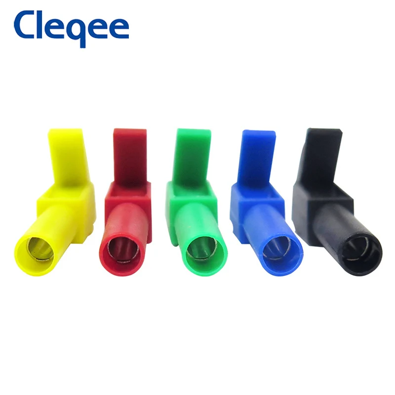 Cleqee P2007 10PCS Fully Insulated Alligator Clips to 4mm Banana Female Jack Safe Crocodile Clamp Test Accessories Adapter