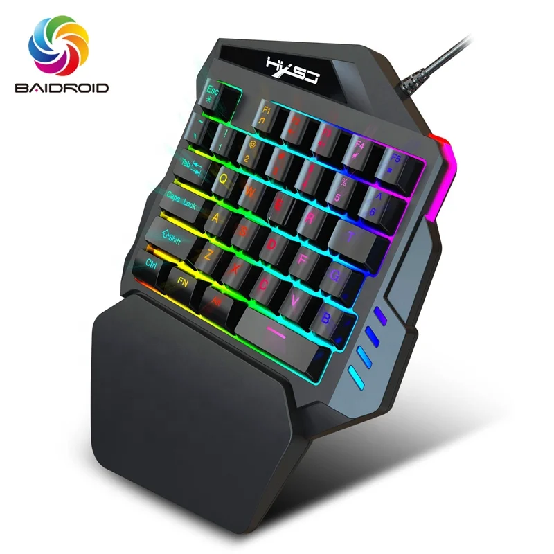  [Набор с мышью H300] HXSJ V100 многоцветная подсветка игровая клавиатура для одной руки игровой контроллер клавиатуры
