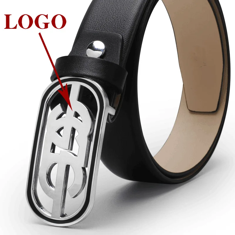 Custom design belts leather man genuine leather belt stainless steel belt buckle letter buckle