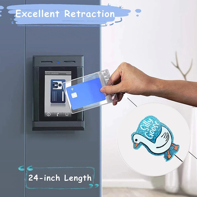 Wholesale Custom Cute Glitter Acrylic Teacher Student Name ID Badge Reel Silly Goose Retractable Nurse Accessories Badge Holder