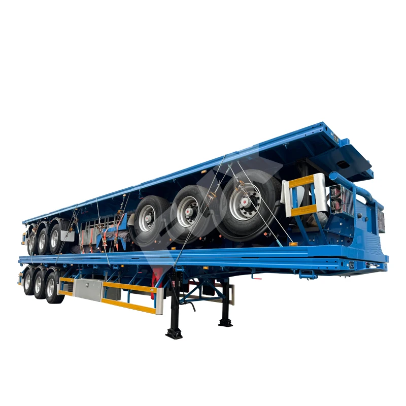 Special offer for container transportation, flatbed trailer 40t, 60t, three axle and four axle large product transportation