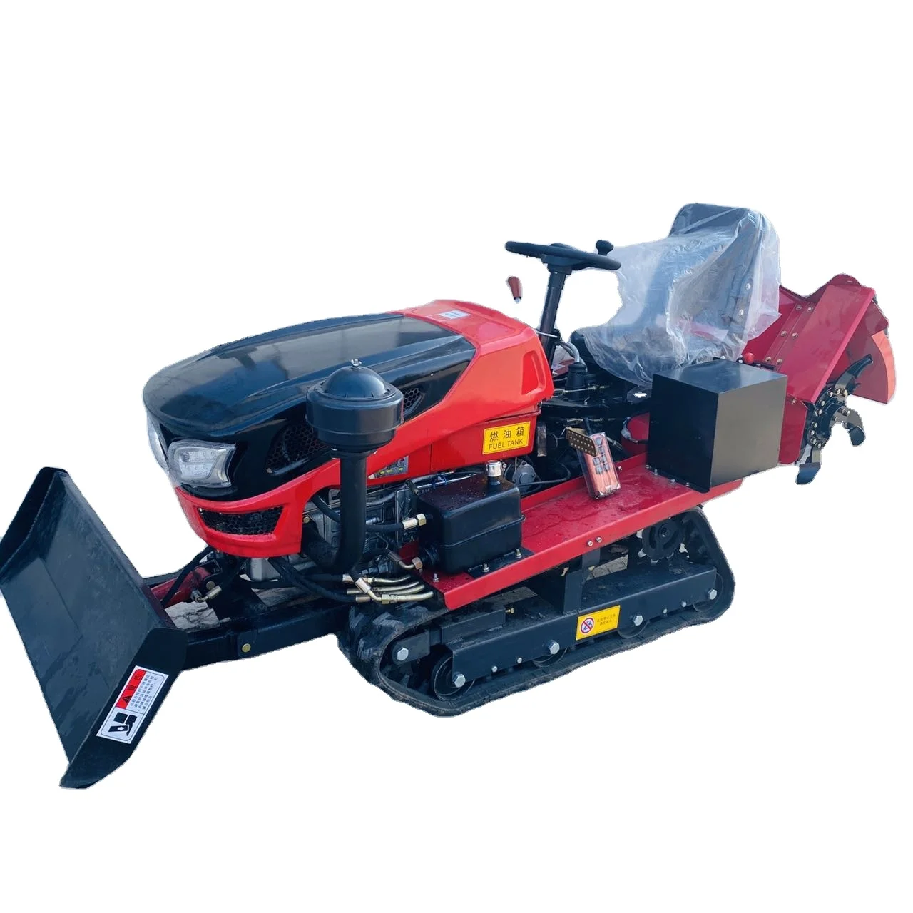 Bulldozer Tiller Multi-Function Agricultural Cultivator Machinery Farm Machine Rotary Garden Power Mini Crawler Tractor