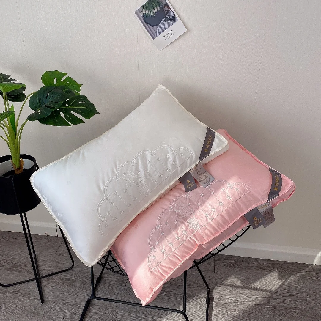 5 Star Hotel Lace Craft Silkworm Chrysalis Protein Down Velvet Pillow Cotton Breathable Custom Hilton Pillows