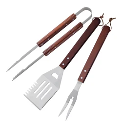 2cr13 Stainless Steel BBQ Tool Set with Solid Hard Wood Handles BBQ Grill Tools Set
