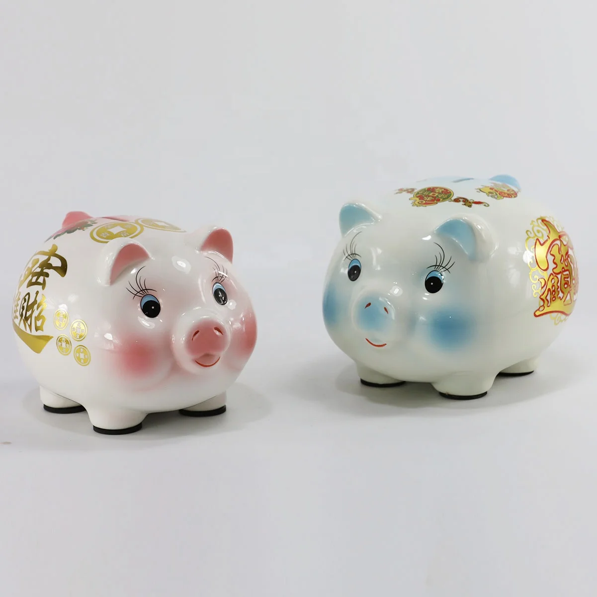 Synwish modern high quality handmade gifts cartoon animal painting coins bank Ceramic souvenir pink piggy bank