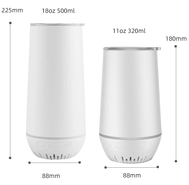 17OZ Double Wall Stainless Steel Tumbler Cup With Lid ,Smart Water Bottle Wireless Music Speaker Tumbler