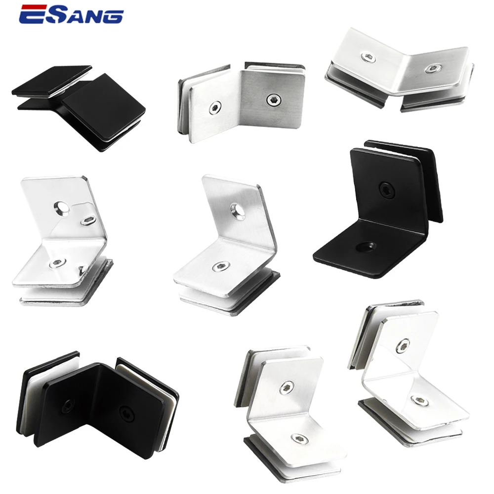 ESANG Shower Glass Fitting Hardware Shower Clamp 304 Stainless Steel Glass Shower Door Hinges