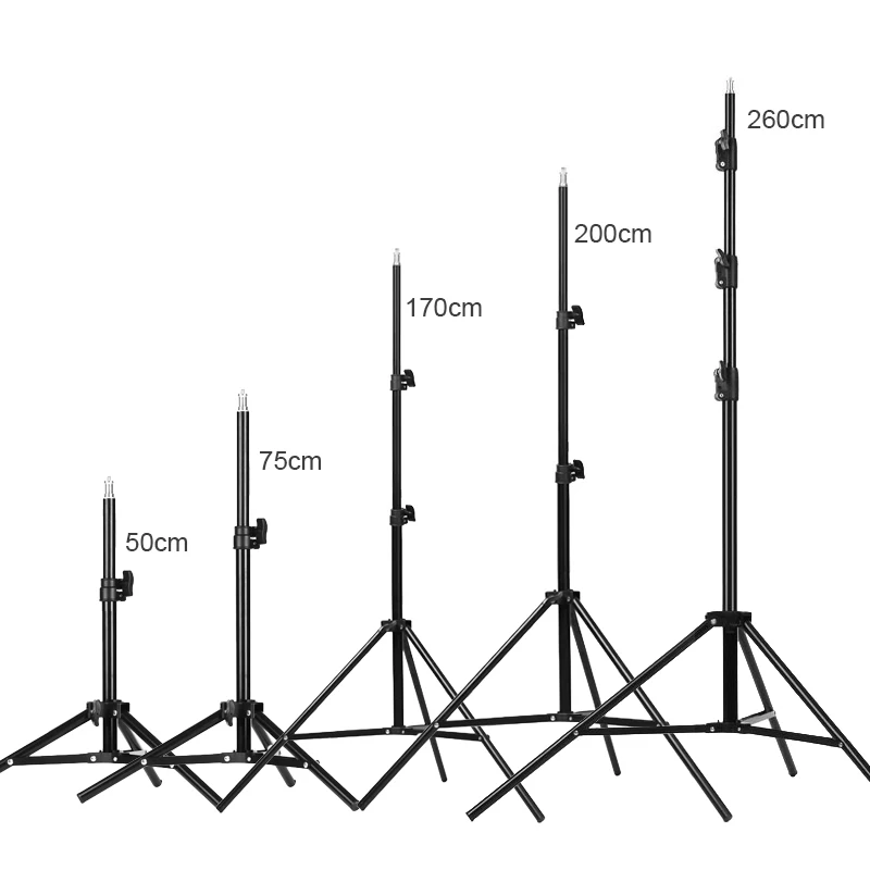 Adjustable Tripod Stand 50cm/75cm/110cm/170cm/200cm/260cm/280cm Aluminum Stand Camera Phone Light Trepied