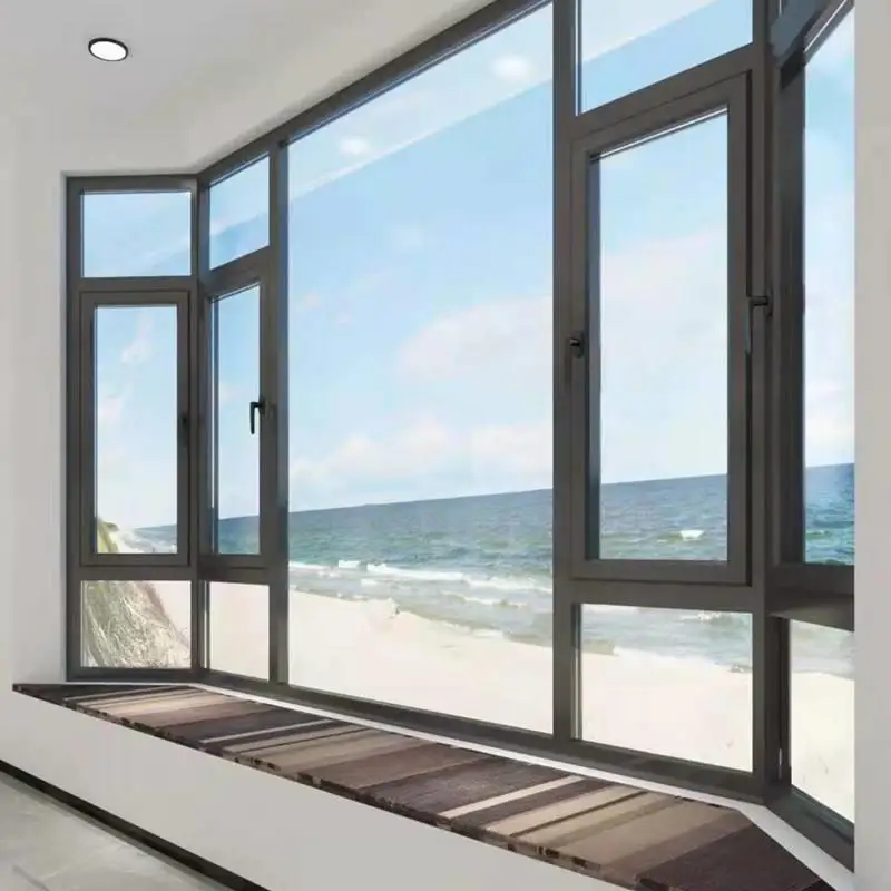 High Quality Hurricane Impact Tempered Glass Double Glazed Windows  Aluminum Casement Window