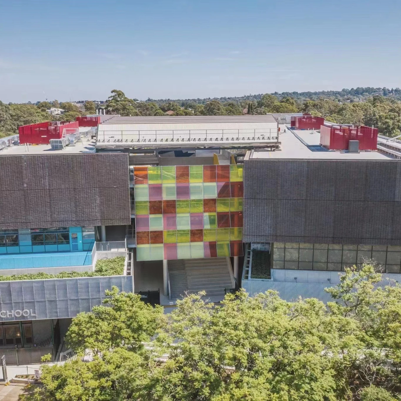 meadow bank school aluminum mesh anodized  PVDF coating,electric folding door,mirror stainless steel plate