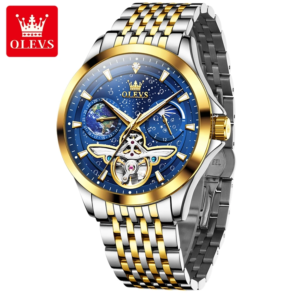 OLEVS 6705  Watch Custom Men Tourbillon Automatic New Fashion Diamond Mechanical high end 2024 Watch