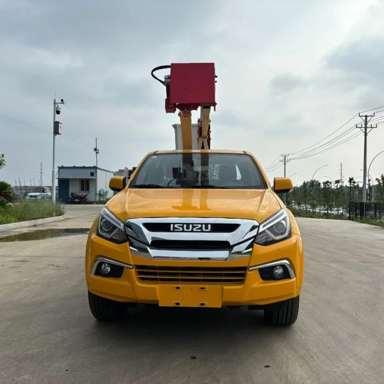 Isuzu pickup 14 m insulated bucket truck V-type support leg aerial work vehicle for electric power  maintenance in narrow road