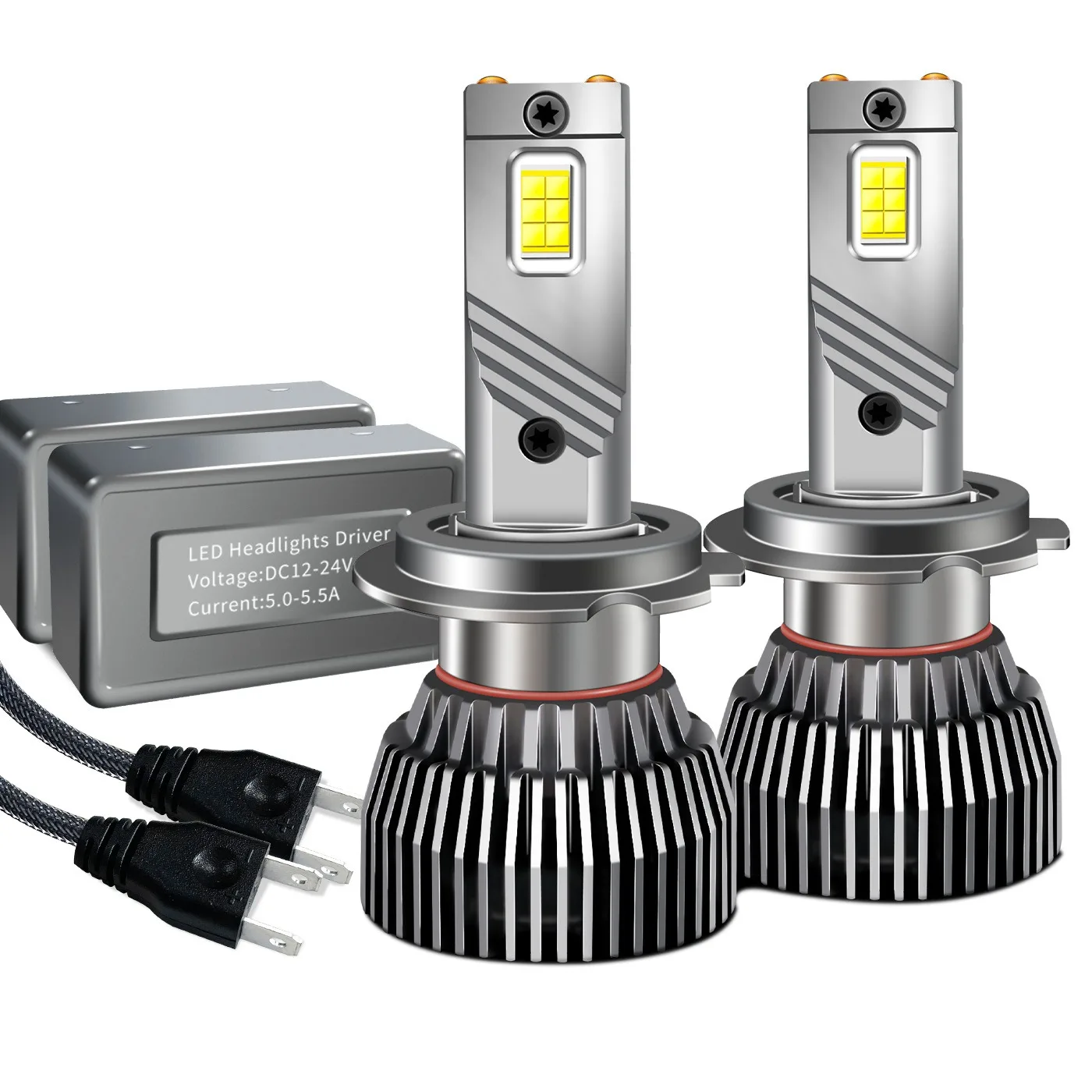 65W high power car LED headlight dual copper tube 12V24V car light bulb H7H1H4H18H11 fog light