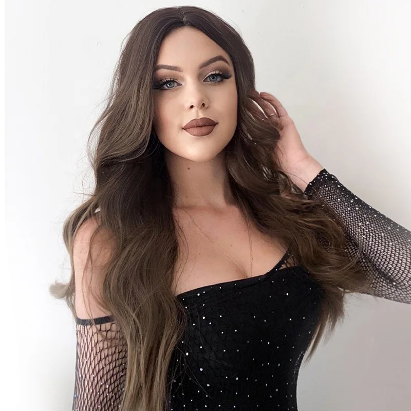 BVR Wholesale Chinese Colorable Long Body Wave Heat Resistant Synthetic Hair Wigs For White Woman