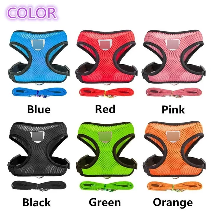 Cat Adjustable Harness Polyester Mesh Soft Breathable Vest Walking Lead Leash For Small Medium Dog Cats Pet Easy Control