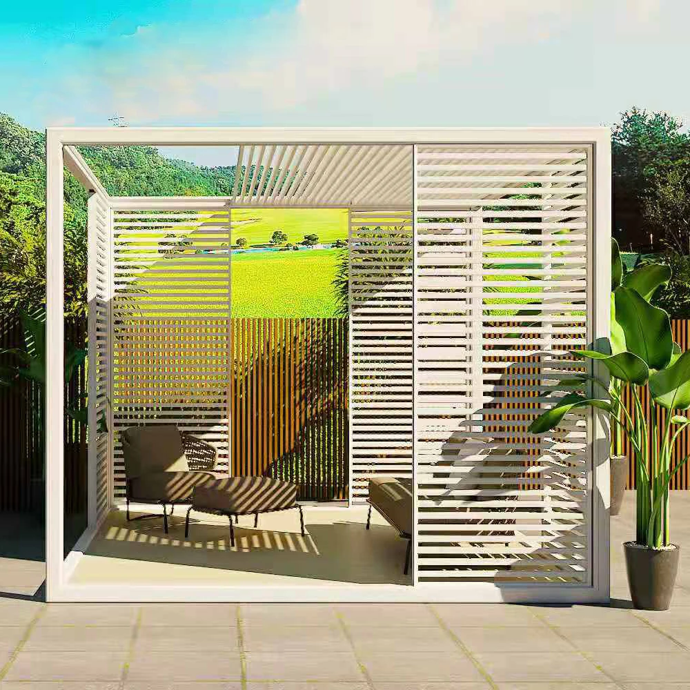 Tianyu All Season Box Style Aluminum Frame Coffee Shop Design Garden Building Outdoor Waterproof Pergola