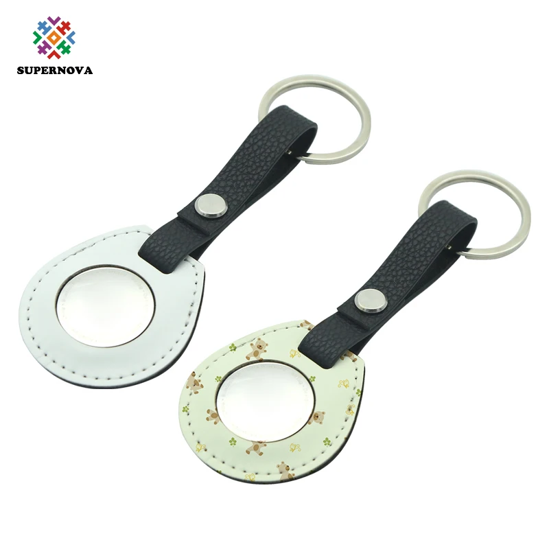 Sublimation Blank Leather Case for Apple AirTags Keychain Air tag Holder Tag Key Ring Cases Tags Protective