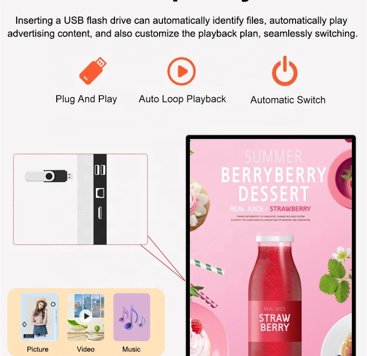 Hanging Wall Mounted Hd Screen Lcd Advertising Display Electronic Digital Menu Board For Restaurant/cafe Shop