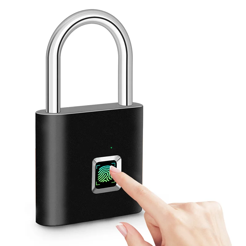 Small Security Zinc Alloy Biometric Electronic Padlock Anti-theft IP65 Waterproof Smart Fingerprint Padlock