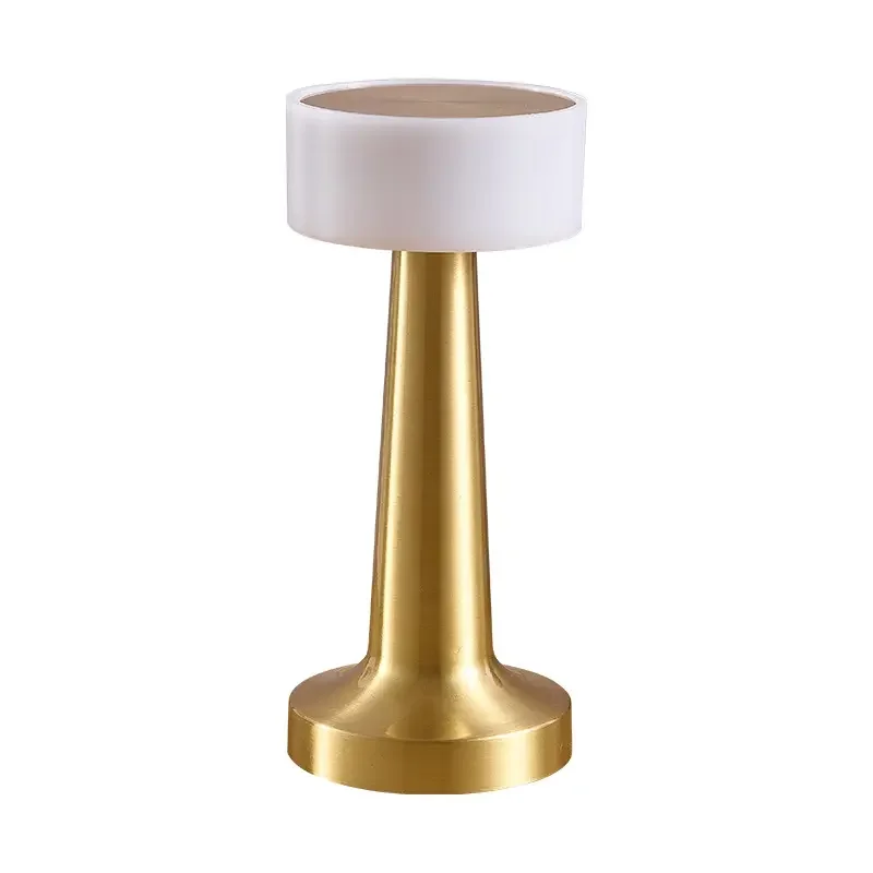 Hot Selling Modern Nordic Metal Gold LED Dining Table Lamp Round Shade Bedroom Bedside Lamps with Rechargeable Power Supply