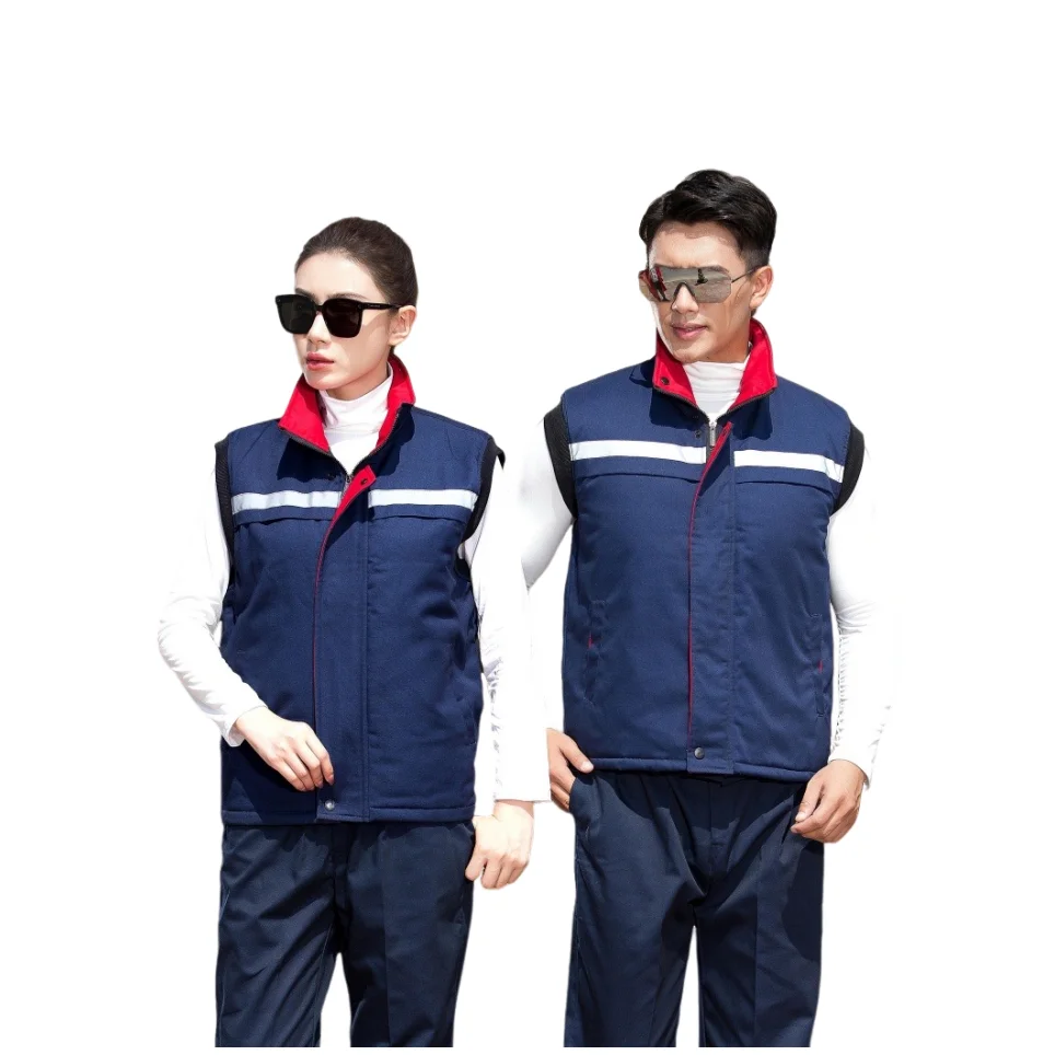 RTS cheap  high visibility overalls for men workwear with reflective Detachable and warm cotton vest