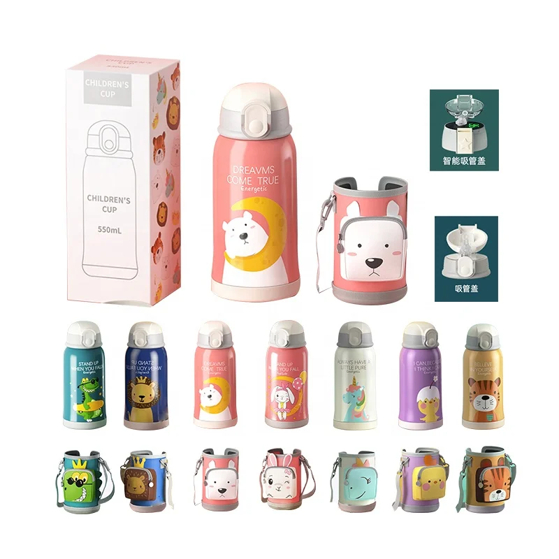 TY 550ml unique design water aluminium bottle cartoon animal stylish drinking bottles double insulated water bottle