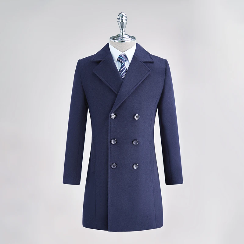 High-End Double-Breasted Slim Woolen Coat for  Professional Autumn Winter Commuting Wear Sales Department Work Clothes
