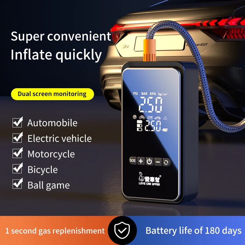 New product Wireless rechargeable digital mini portable battery cordless car air pump compressor tire tyre inflators  bicycle