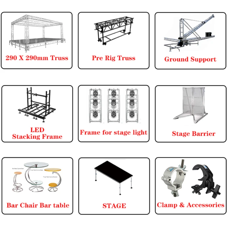 Aluminum Roof Truss System with Stage for Concert Mobile Concert Stage