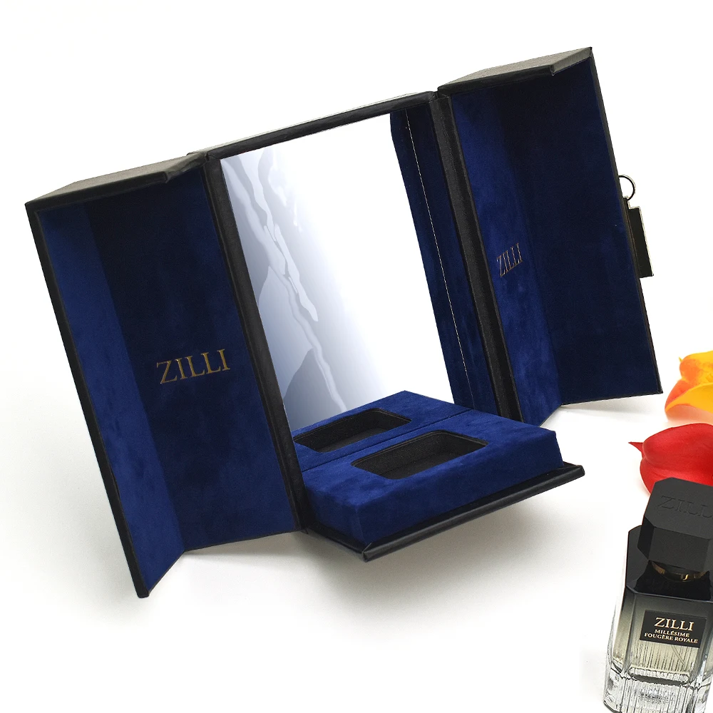 Luxury customized hard paper double door perfume gift box