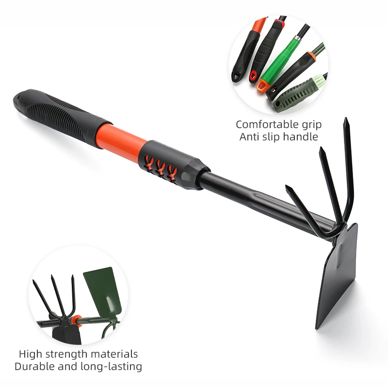 JP Outdoor Garden Tool Flower Rake PP Handle Three Tooth Rake Dual-use Small Garden Hoe Shovel
