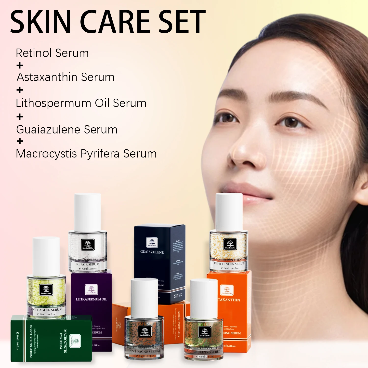 Private Label Facial Skin Care Face Serum Moisturizing Whitening Natural Organic Anti-acne Repair Collagen Retinol Serum