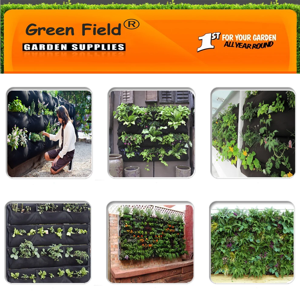 Modern Style 4 6 7 9 12 18 36 64 Pockets Hotel Restaurant Wall Decorate Flower Grow Bag vertical garden artificial flowers