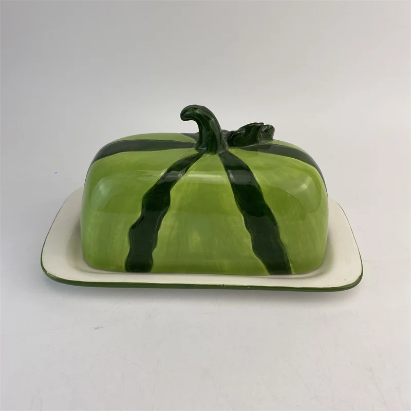 Creative Fruit Design Butter Plate Cake Serving Plate Personalized Ceramic Butter Dish With Cover