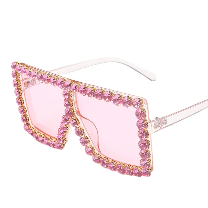 
2021 womens luxury sunglasses big frame water drill bright big sunglasses summer new style 