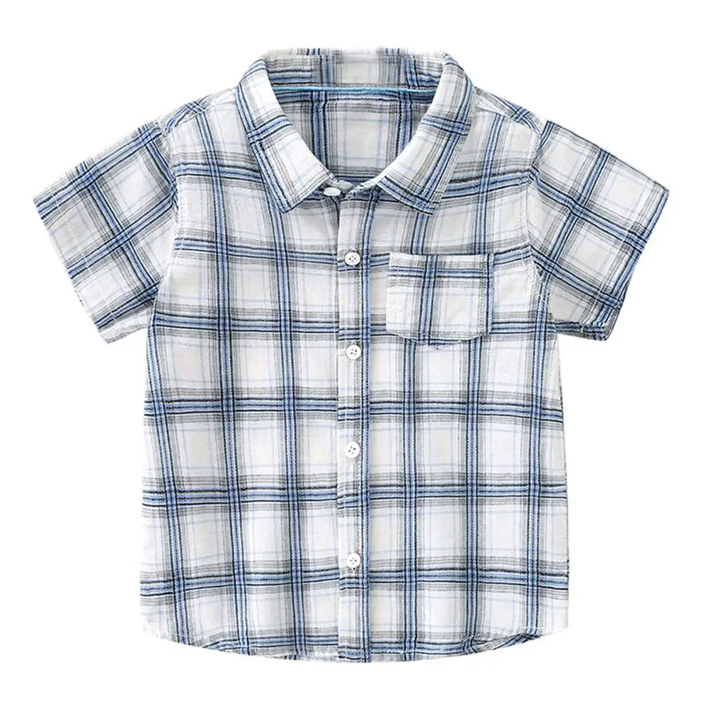 
What&why Cool Uniform Plaid Size 6 Sport Style Simple Design Boys Button Up Shirts 