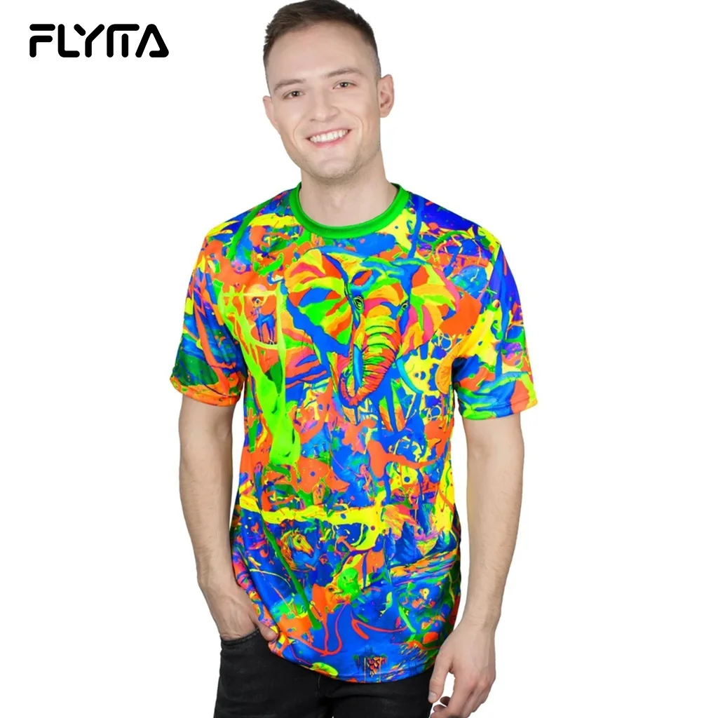 Custom Full Printed Reflective T Shirt Hip Hop Muscle Fit Round Neck 100%Polyester Printing Logo Men T Shirt Casual Neon t-shirt