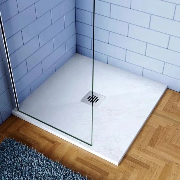 White Shower Plate,Artificial stone shower tray, Thickness 3cm Ultra-thin Marble and Resin Slate Effect Rough Pile and Pipe incl