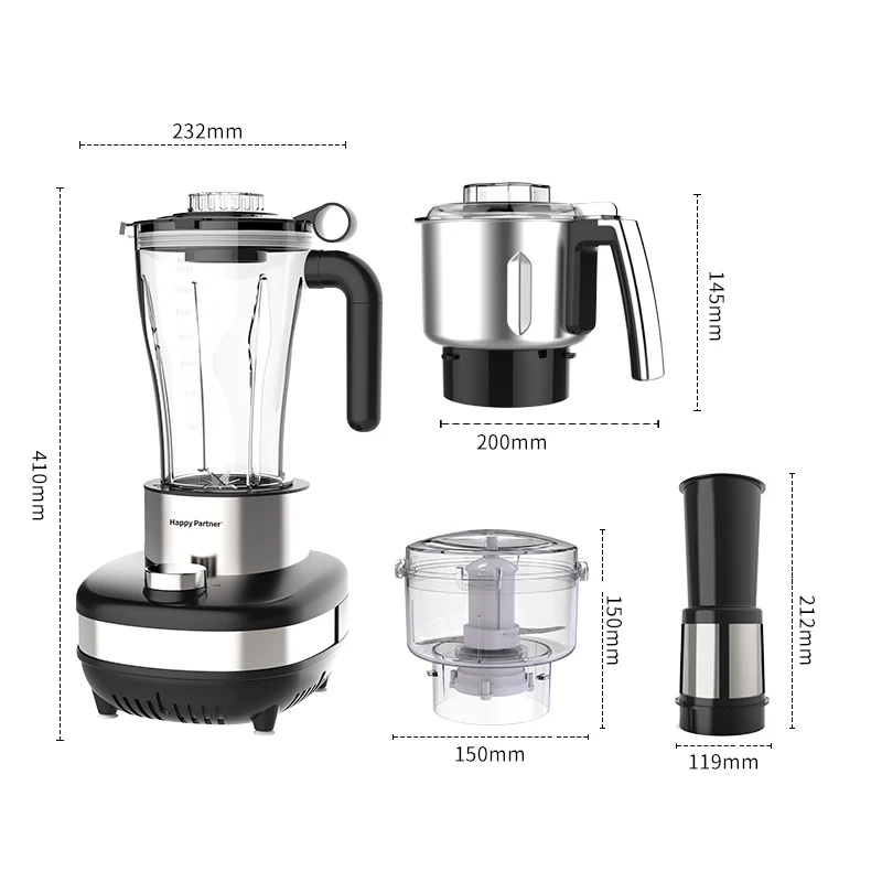 HappyPartner Hot Sale Strong Power heavy duty blender multifunction commercial blenders  4 In 1 blender