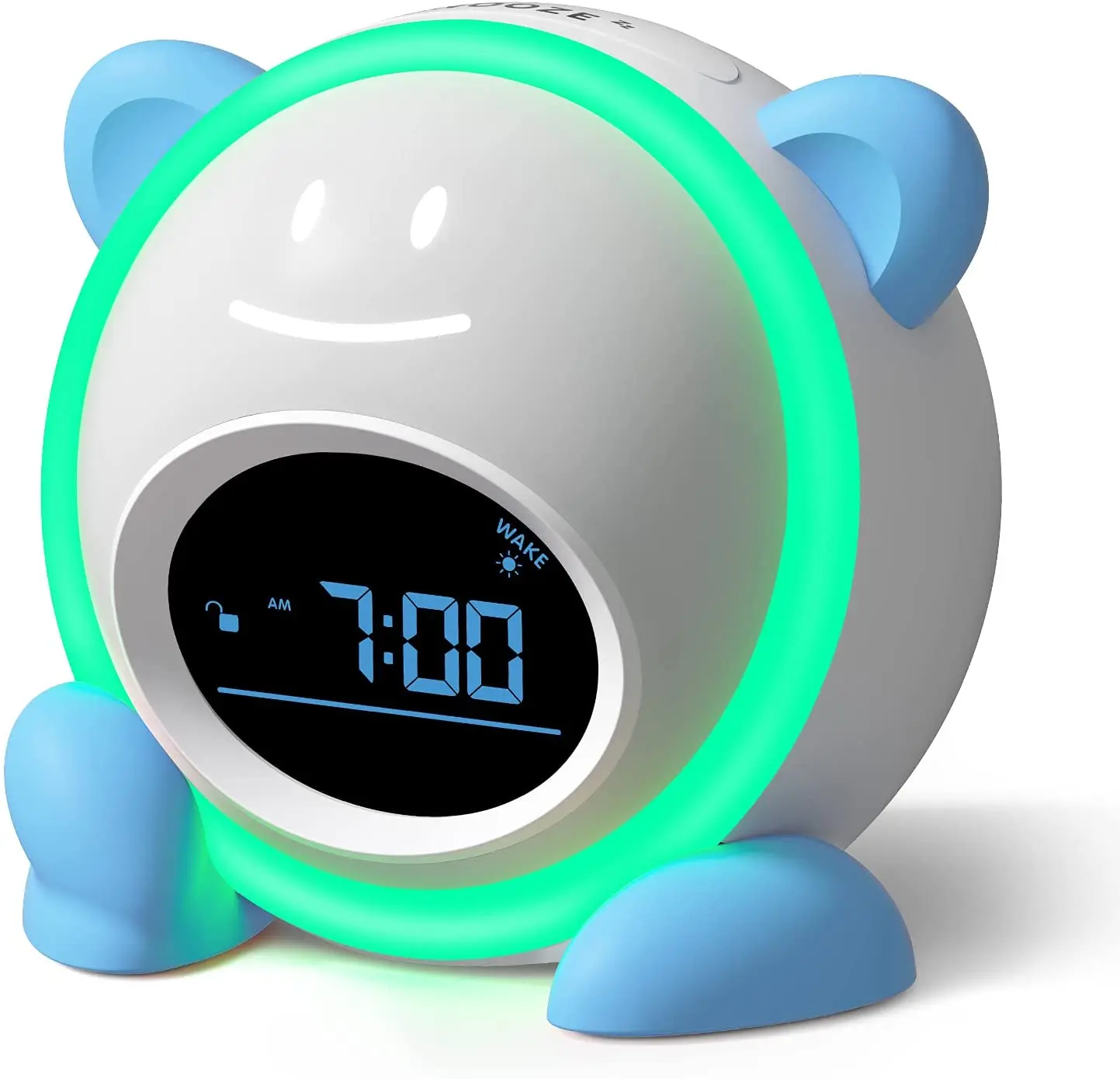 Kids Baby Cartoon Bear Shape Cartoon Sleep Trainer Sound Machine Table LED Lights with Nap Timer Alarm Clock