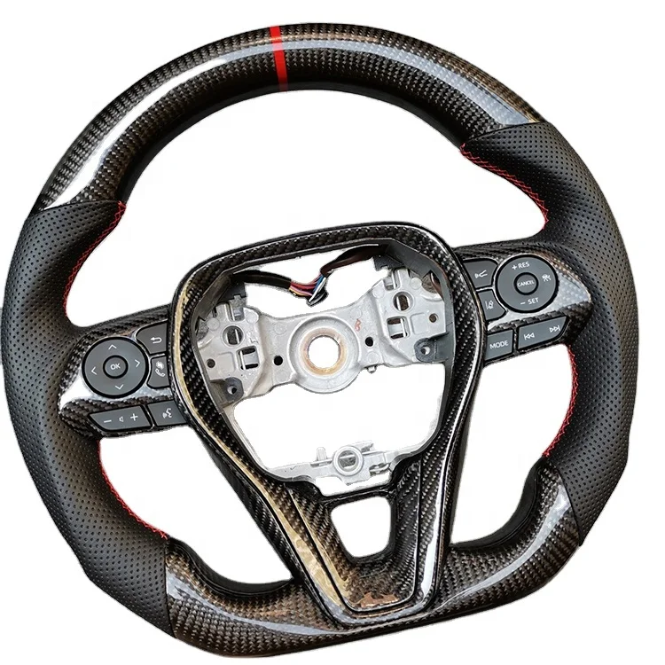 Factory Hot Sale Modify Black Stitching Leather Carbon Leather Steering Wheel for Corolla Rav4
