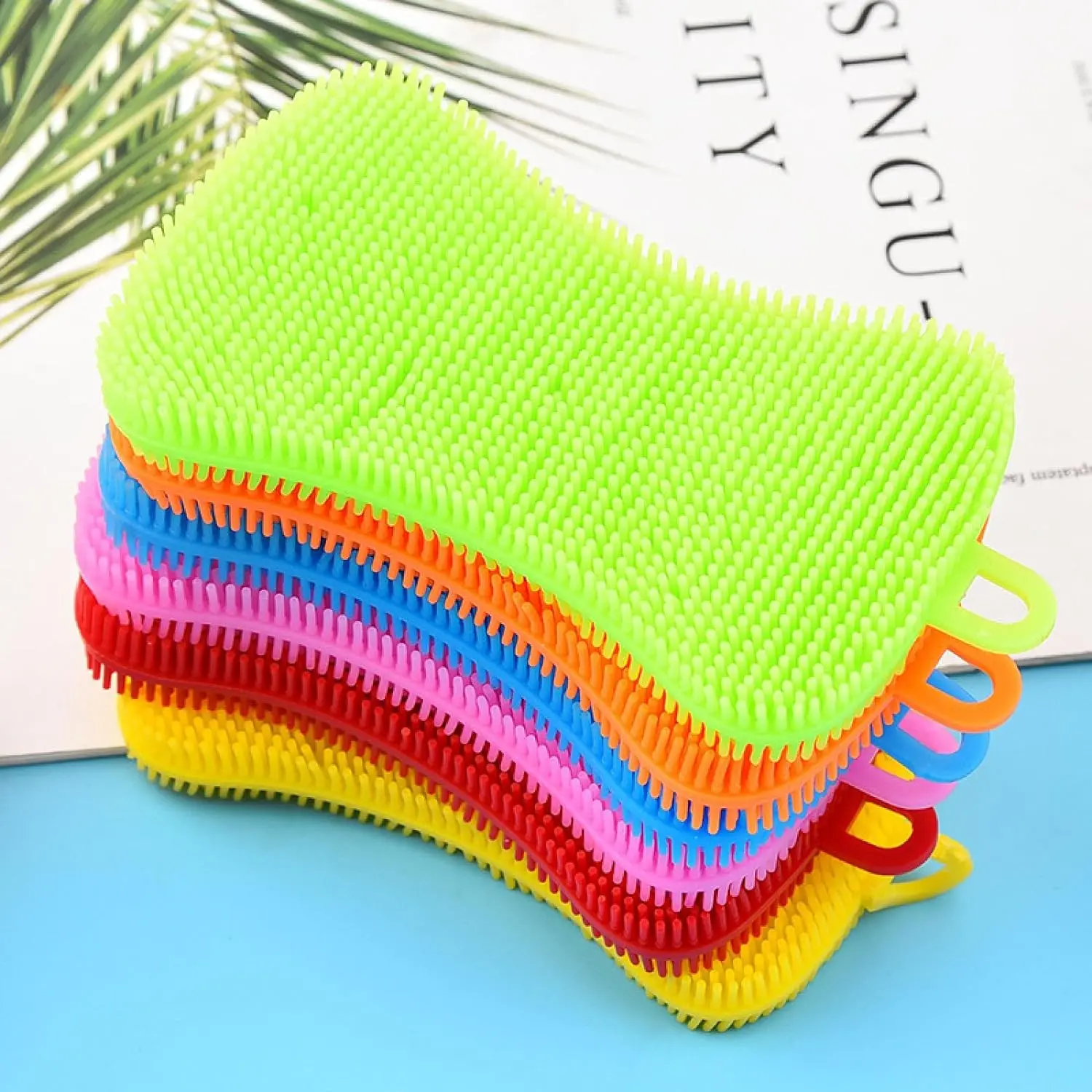 Carcaticz Silicone Sponge Washing Scrubber Reusable Dish Cleaning Brush Double Side Multipurpose Silicone Dish Sponges