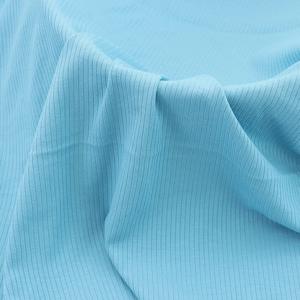 Wingtex 95 Viscose 5 Elastane Fabric Rayon Spandex Ribbed Knit Fabric Stretchy Rib Jersey Stripes Fabric