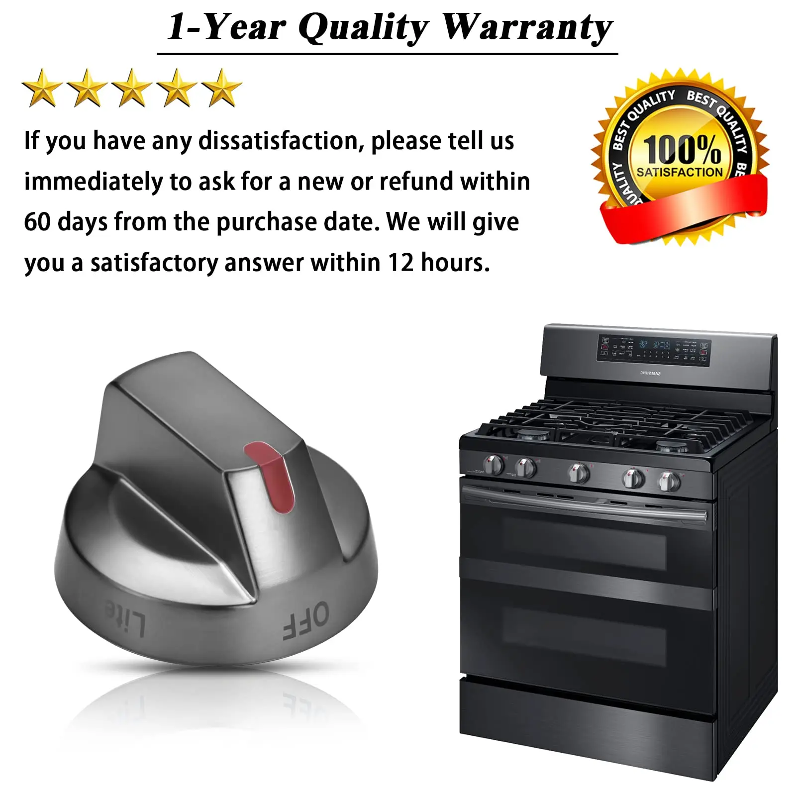 DG64-00473B Black Stove Knobs Replacements Gas Burner Knobs Fit NX58M6850SG NX58H5600SS NX58H5650WS NX58J7750SS Top Knobs