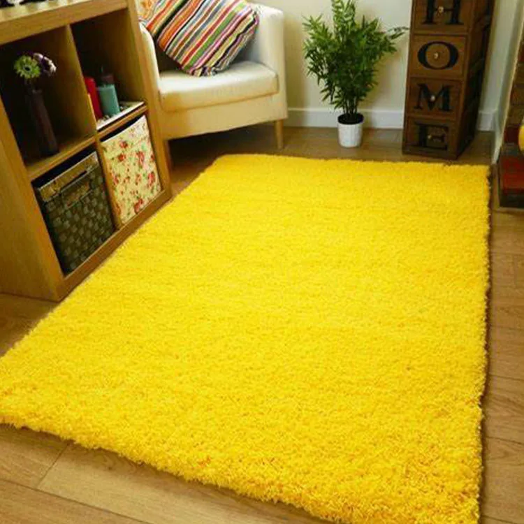Yellow Thick Fluffy Rugs Shaggy Carpet In Turkey Fluffy Shag Area Rug
