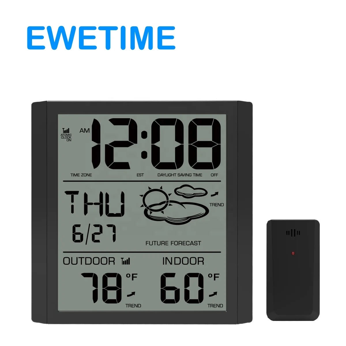 EWETIME 8614A Big LCD digital wall clock with wireless sensor