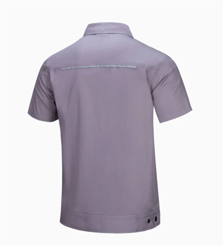 short sleeve industrial mechanic logo custom working uniform labor protection workshop work wear suit zipper jacket pant set