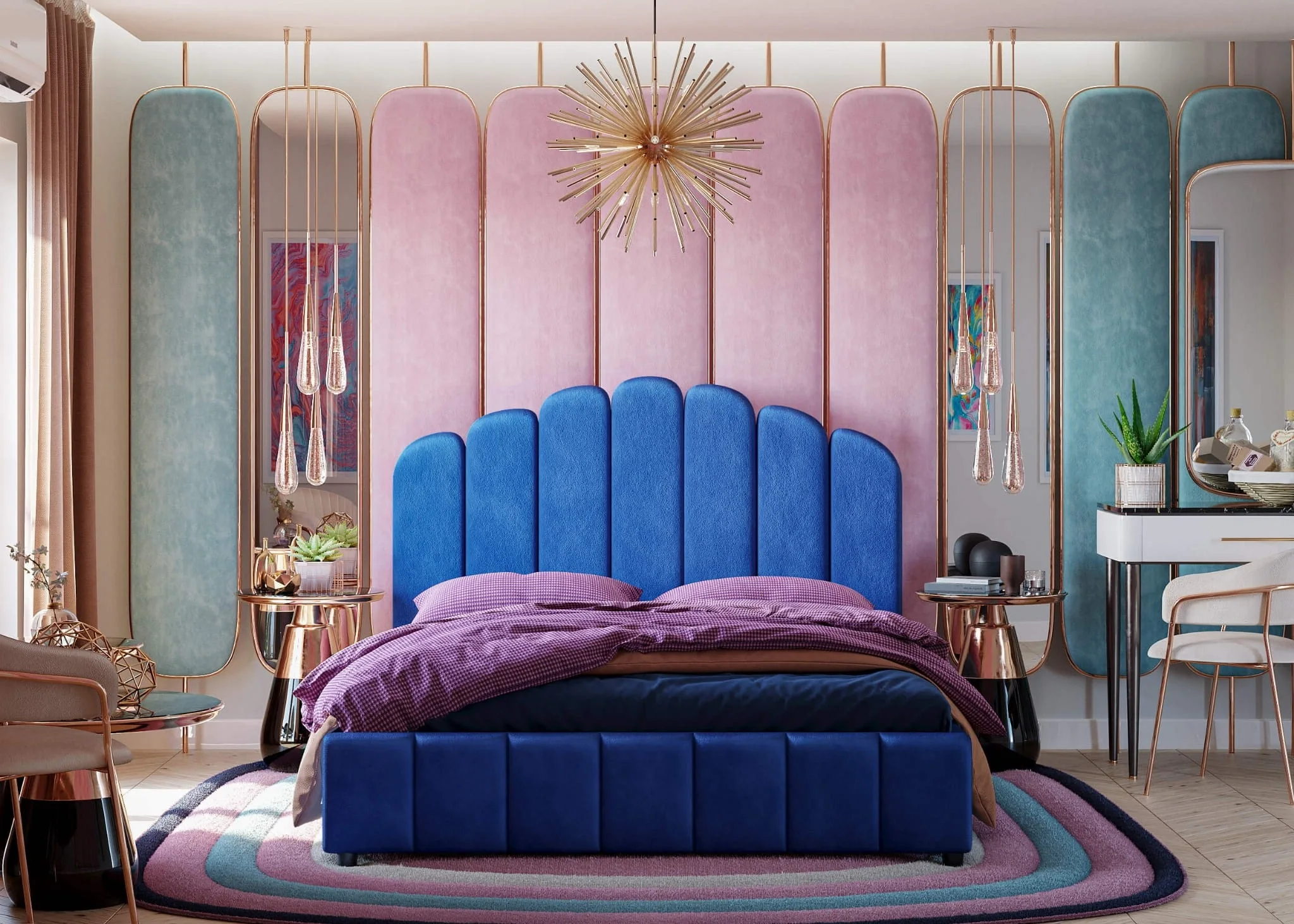 High quality modern French minimalist style bedroom furniture platform bed