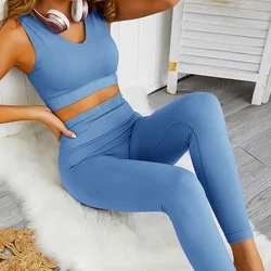 OEM Women Yoga Gym Sets Fitness Sports Sportswear Bra Workout Gym Yoga Pants Running Sport Leggings Set